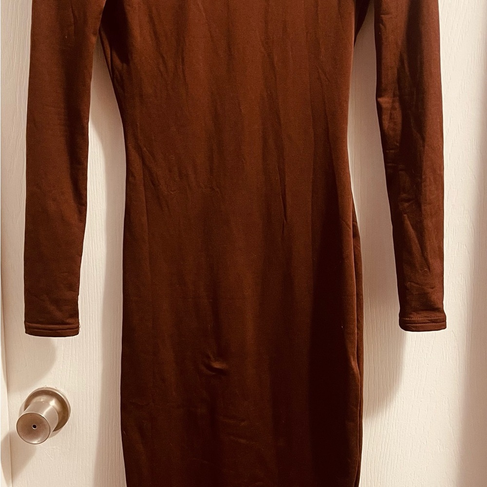 Chic Brown Long Sleeve Dress